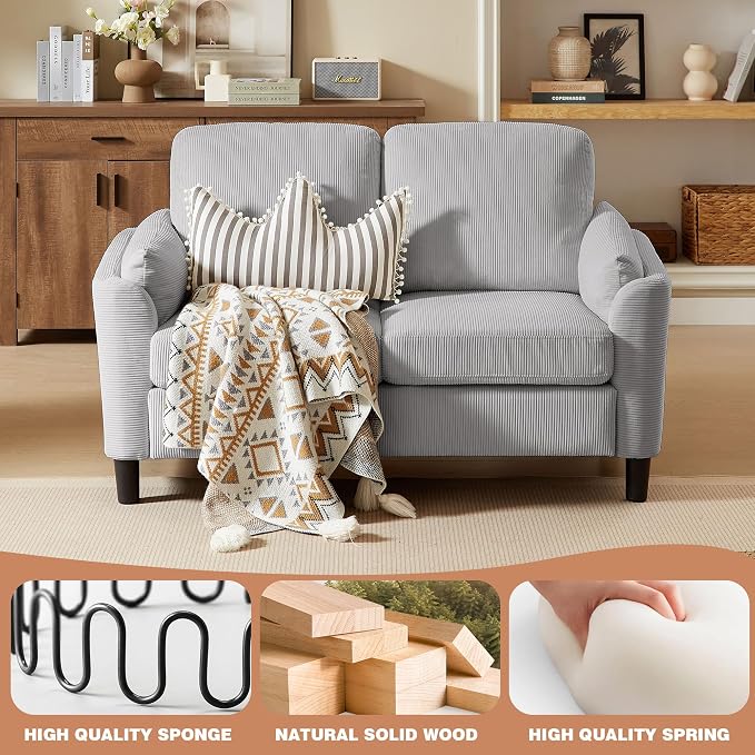 4 Piece Modern Corduroy Sofa Set, L-Shaped Sectional Couch - Image 5