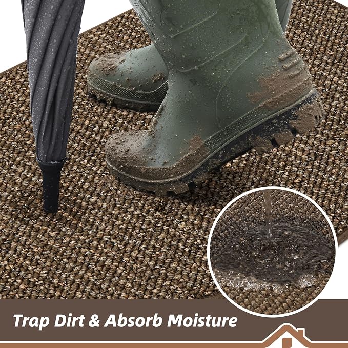 BEQHAUSE Dirt Trapper Door Mat 36" x 60" Half Circle Non Slip Rugs, Absorbent - Image 4