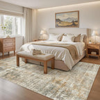 Soalmost Abstract Area Rug 6x9 for Living Room Washable Rugs Orange/Brown | - Image 4