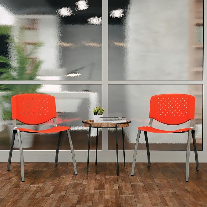 Flash Furniture HERCULES -5 Pack 880 lb. Capacity Orange Plastic Stack Chair | - Image 7