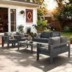 LayinSun Outdoor Aluminum Furniture Set, 5 Pieces Patio Sectional Conversation by LayinSun