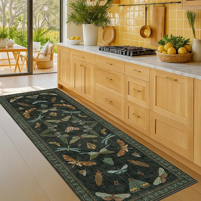 Washable Insect 2x6 Runner Rug for Hallway- Stain Resistant Kitchen Runners - Image 3