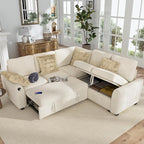 Hanherry Sectional Couch with Pull Out Sofa Bed, Chenille Sleeper Sofa with 2 - Image 8