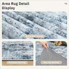 Soalmost 9x12 Area Rugs for Living Room Washable Rug Abstract Blue/Grey | - Image 6