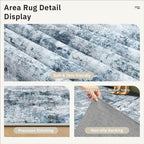 Soalmost Runner Rug 2'6"x8' Kitchen Hallway Runners Abstract Blue/Grey | - Image 6