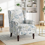 Pia Ricco Set of 2 Floral Accent Chairs, High Back Upholstered Armchairs - Image 7