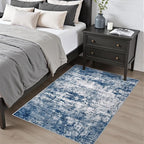 Area Rug Living Room: 3x5 Modern Washable Indoor Soft Carpet Blue | - Image 2