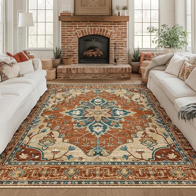 RELEANY Washable Area Rug, Square 8'x8', Water Repellent, Pet Friendly by RELEANY