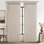 PleatedDrapes Natural Extra Wide 70 x 96 Inch Privacy Curtains That Let Light in by PleatedDrapes