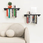 NANATI 2 Set of Floating Bookshelf, Pine Wood Invisible Bookshelf, Hanging - Image 2