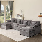GOSUHI 142.5" U Shaped Couch, Modular Sectional Sofa, 3-Seater Comfy Cloud Couch by GOSUHI