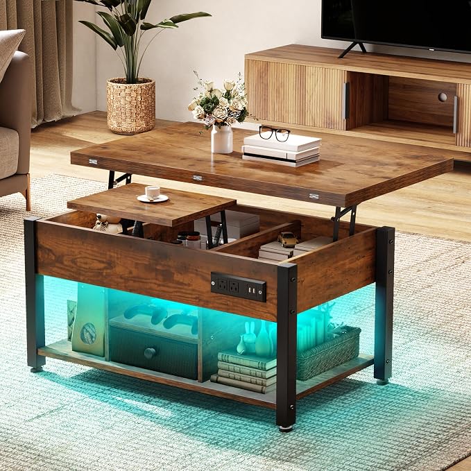 YITAHOME 4-in-1 Lift Top Coffee Table - Image 8