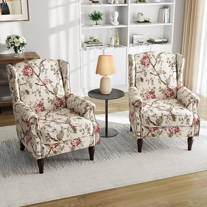Pia Ricco High Back Floral Accent Chair - Image 7