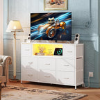 WLIVE White Dresser TV Stand for 45, 55 inch TV, Entertainment Center - Image 2