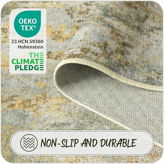 Green Washable Rug 5x7 Area Rugs - Image 5