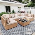 UPHA 7 Pieces Patio Furniture Sets, Wicker Outdoor Sectional Sofa Couch by UPHA