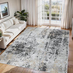 6x9 Area Rugs for Living Room Washable Bedroom Dining Room Black Grey Gold | by Aelenmu