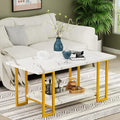 AWQM Marble Coffee Table, Faux Marble Top Rectangular Coffee Table by AWQM