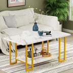 AWQM Marble Coffee Table, Faux Marble Top Rectangular Coffee Table by AWQM