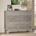 BORNOON Fluted 8 Drawer Tall Dresser, 47.2" Wide Modern Boho Chest of Drawers by BORNOON