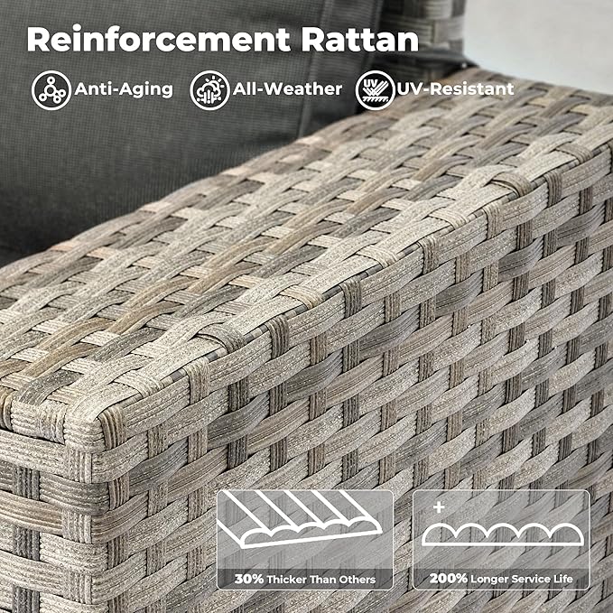 ovios 12 Pieces Patio Furniture Set, Outdoor Wicker Sectional Sofa - Image 3