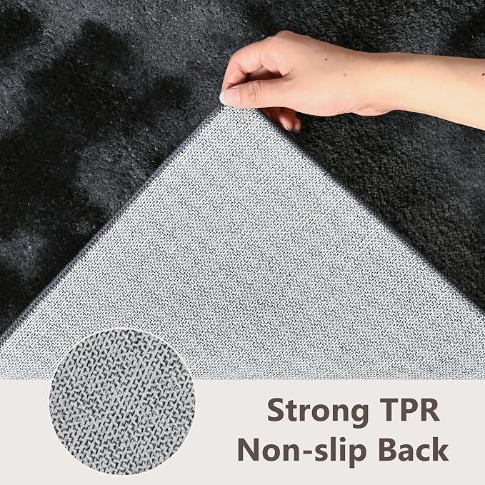 2x10 Tie-dye Dark Grey Runner Rug Washable Non-Slip - Image 6
