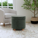 Homepop Home Decor | Upholstered Round Storage Ottoman | Ottoman - Image 2
