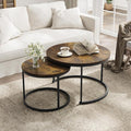 Smuxee Rustic Nesting Coffee Table Set of 2, 27.6" Round Coffee Table Wooden by Smuxee