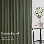 Topfinel Olive Green Pinch Pleated Semi Sheer Curtains Textured Linen Blended - Image 5
