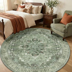 RELEANY Washable Area Rug, Round 6ft, Water Repellent, Pet Friendly, Vintage - Image 3
