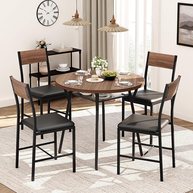 Pamapic Round Dining Table Set for 4, Kitchen Table and Chairs for 4, Dining - Image 9