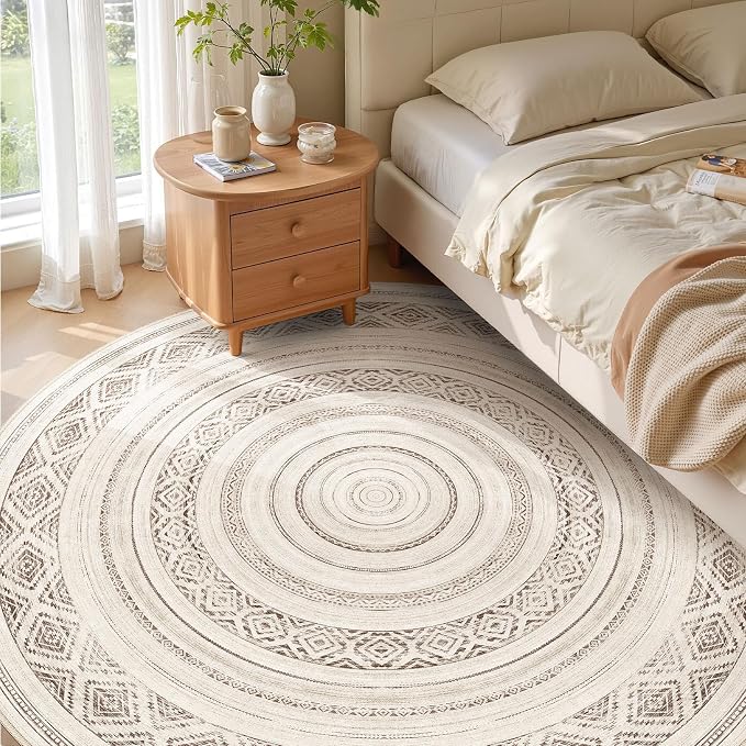 cotiled 8x8 Round Rug 8ft Circle Living Room Boho Area Rugs | Solve Modern - Image 2