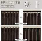 Dark Chocolate 108 Inch Pinch Pleated Semi Sheer Linen Curtains 2 Panels | - Image 5