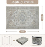 9x12 Washable Area Rugs for Living Room, Dining Room- Retro Taupe | Ultra Soft - Image 2