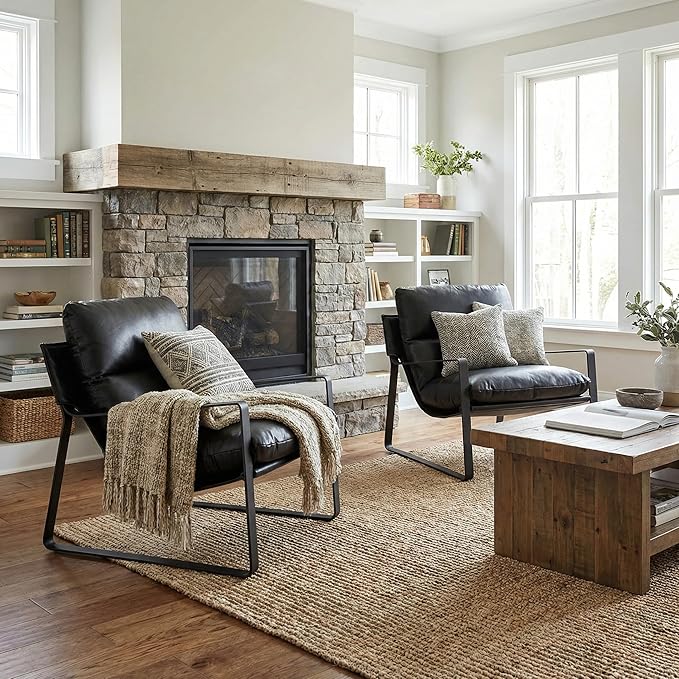 LukeAlon Modern PU Leather Accent Armchair, Upholstered Living Room Chair - Image 4