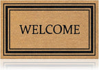 Coir Welcome Mat, Stylish Welcome, 17 x 29 in | 100% Natural Coir, Anti-Shedding by AmaruDoorMats