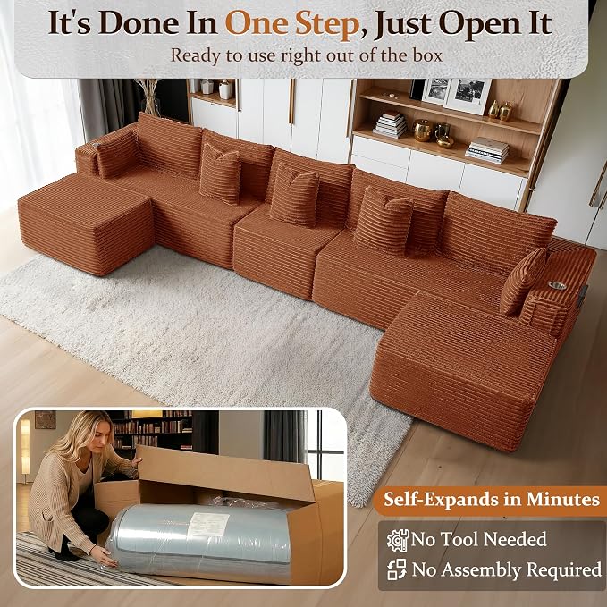 168" Cloud Sectional Couch, Comfort U Shaped Sofa - Image 3