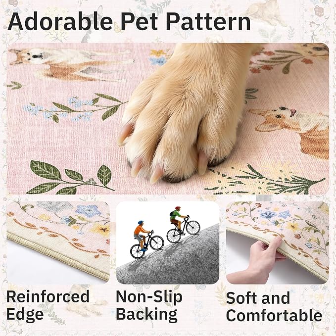 Soalmost Dog 5x7 Pink Area Rugs - Image 7