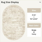 Soalmost Small Oval 3x5 Rug for Entryway Kitchen, Washable Area Rugs, Foldable - Image 5