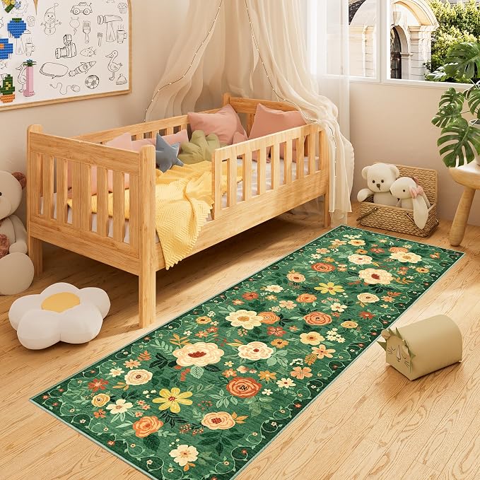DUKINO 2x6 Runner Rug for Hallway Washable Kitchen Rugs Non Slip Dark Green | - Image 4
