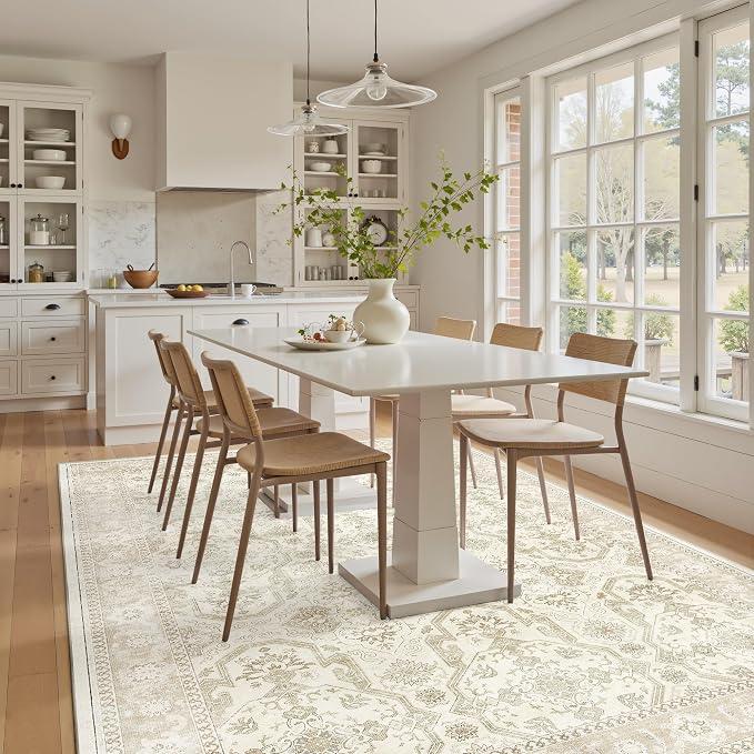Soalmost 6x9 Area Rug for Living Room Washable Rugs Non-Slip Beige/Brown | - Image 2