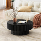 Round Coffee Table for Living Room, Fluted Drum Accent Tea Center Table - Image 8