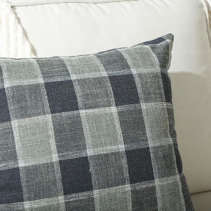 Stellhome Pack of 2 Lumbar Linen Buffalo Check Throw Pillow Covers Farmhouse - Image 4
