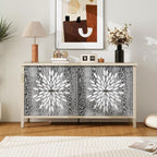 58'' Large Sideboard Buffet Kitchen Storage Cabinet, 4 Door Carved Modern - Image 6