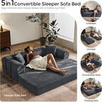 79" Convertible Sofa Bed with Fixed-Shape Frame & Removable Armrests, Modular - Image 6