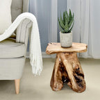 WELLAND Natural Cedar Stump Stool, Live Edge Side Table, Plant Stand, Small - Image 4