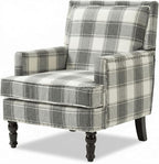 Plaid Accent Chair, Mid-Century Modern Armchair, Upholstered Decorative Reading by MNGLIRC