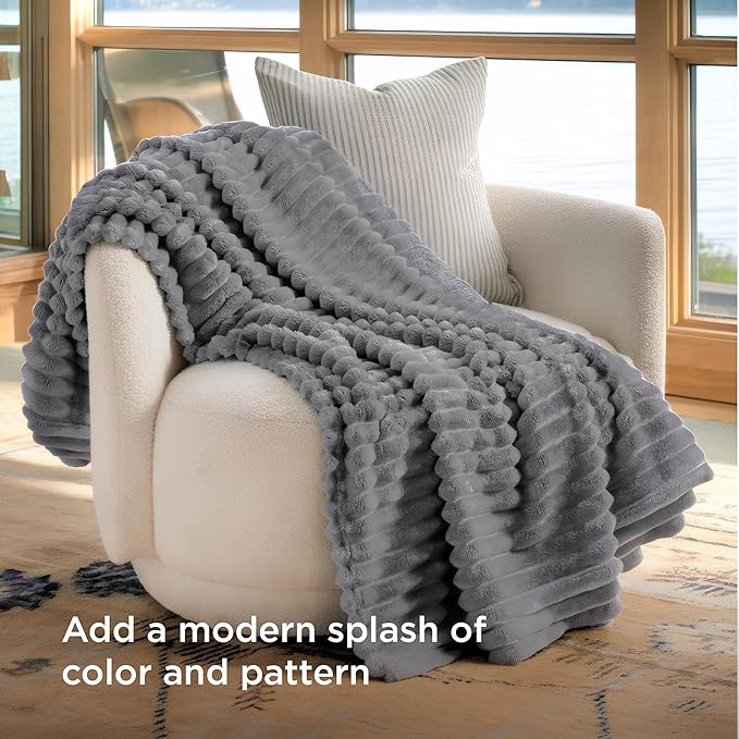 Bedsure Soft Throw Blanket for Couch Decor Gifts Frost Gray 50"x70" | Birthday - Image 3
