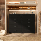 FJTJBSI Dresser with Power Outlets Wooden 6 Drawer Dresser with Large Organizer - Image 2