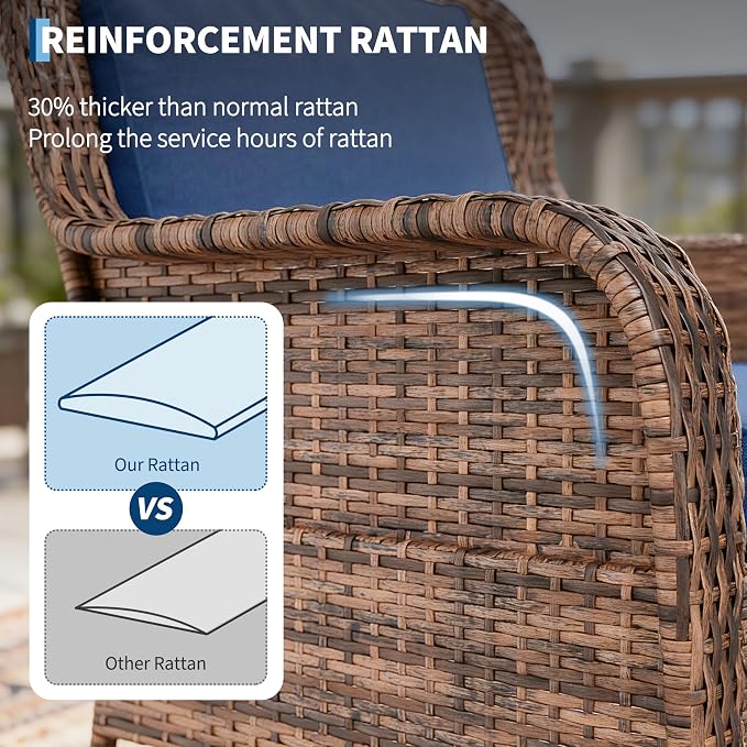 Patio Rocking Chair for Outdoor, Rattan Wicker Chair - Image 3